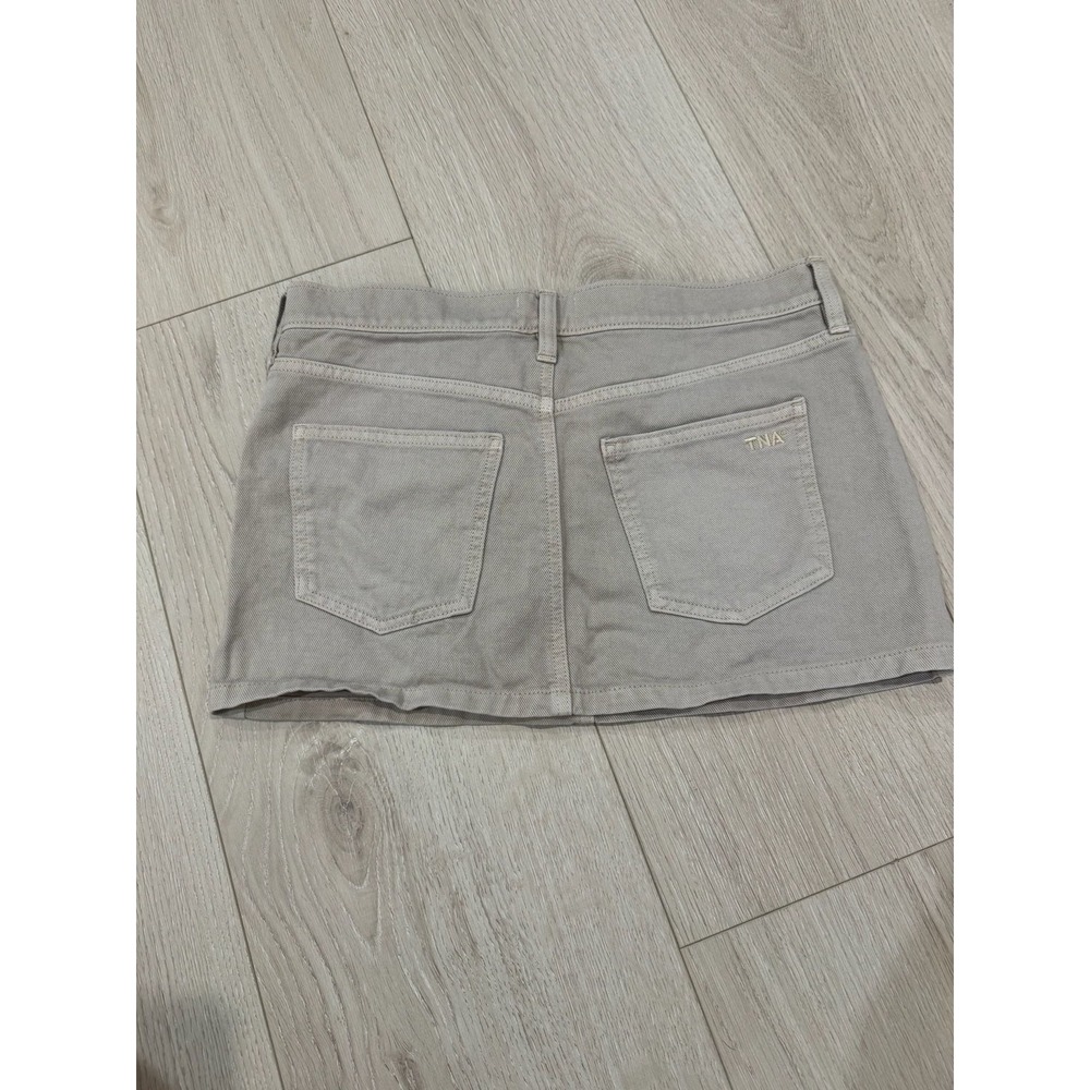 Aritzia TNA Low Rise Denim Mini Skirt Size 6 Brown Taupe